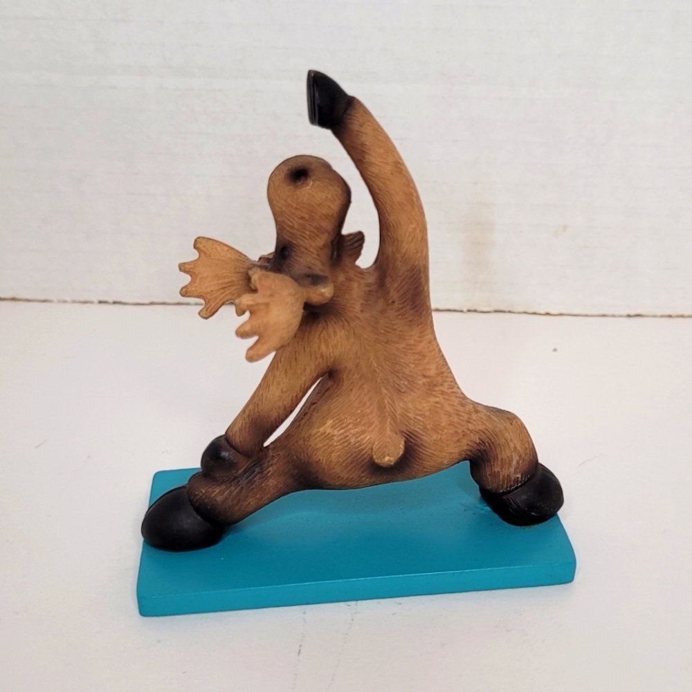 Wilcor Yoga Moose Figurine on Blue Base Very Rare